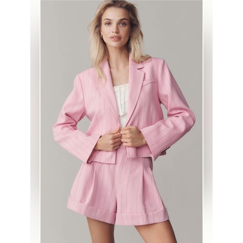 Anthropologie Maeve Crop Boxy Blazer